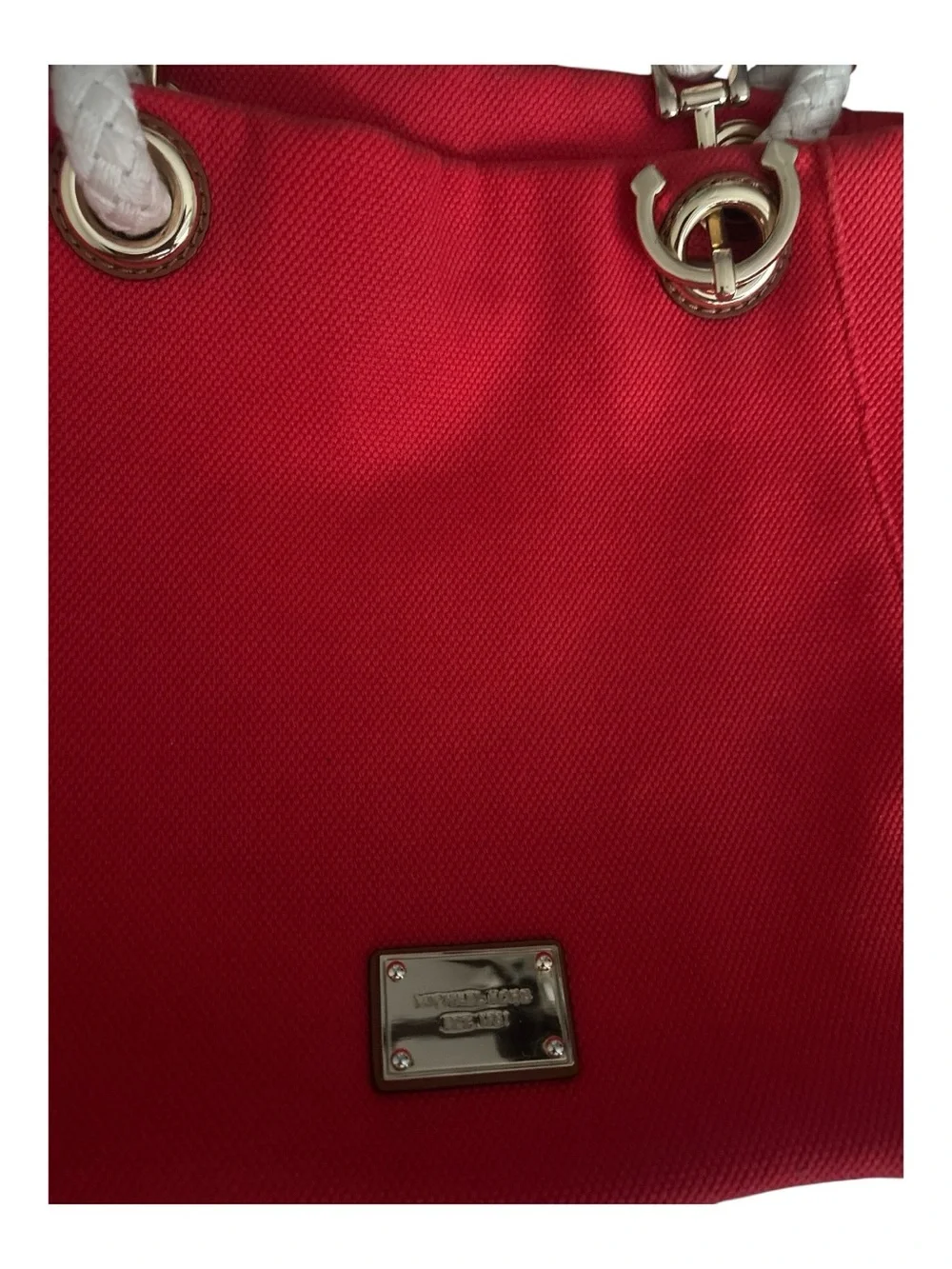 MICHAEL KORS MARINA MANDARIN RED CANVAS CONVERTIBLE PURSE,HAND+GRAB BAG